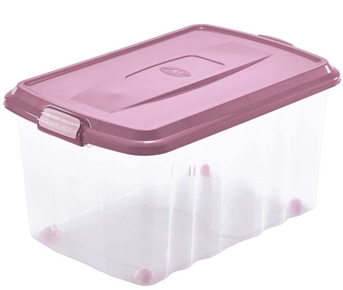 scatola con coperchio con chiusura a clip e ruote